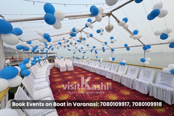 Birthday and anniversary event on boat in Varanasi – private event seating – Varanasi Boat Events
