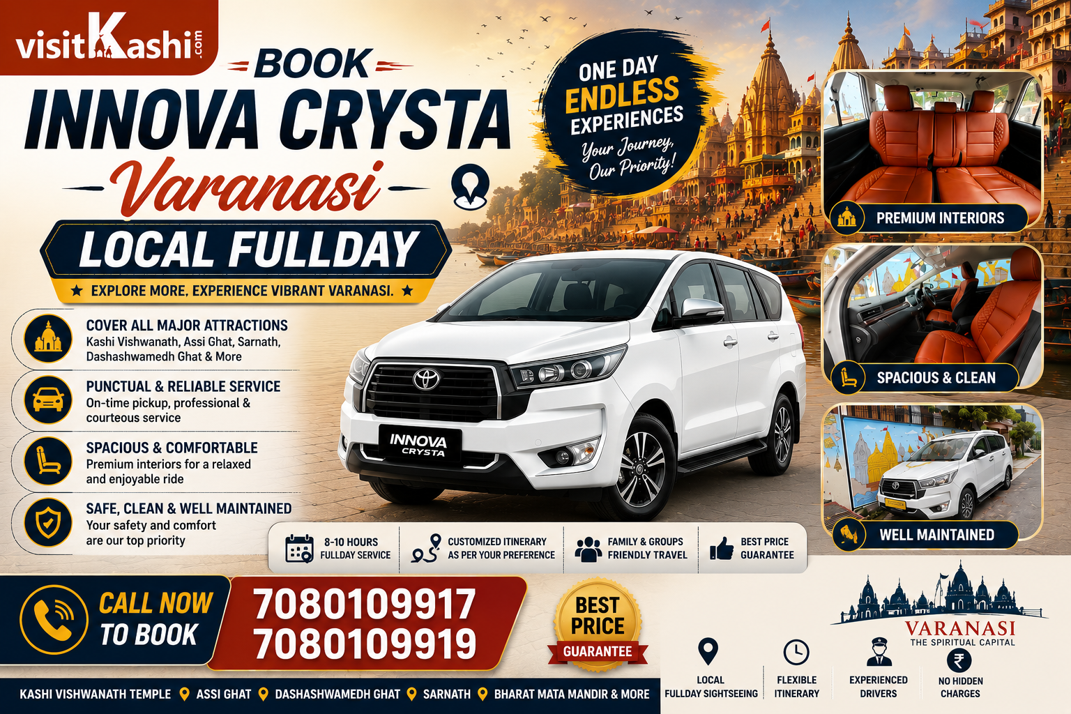 Book Innova Crysta for Full day Varanasi Local Sightseen
