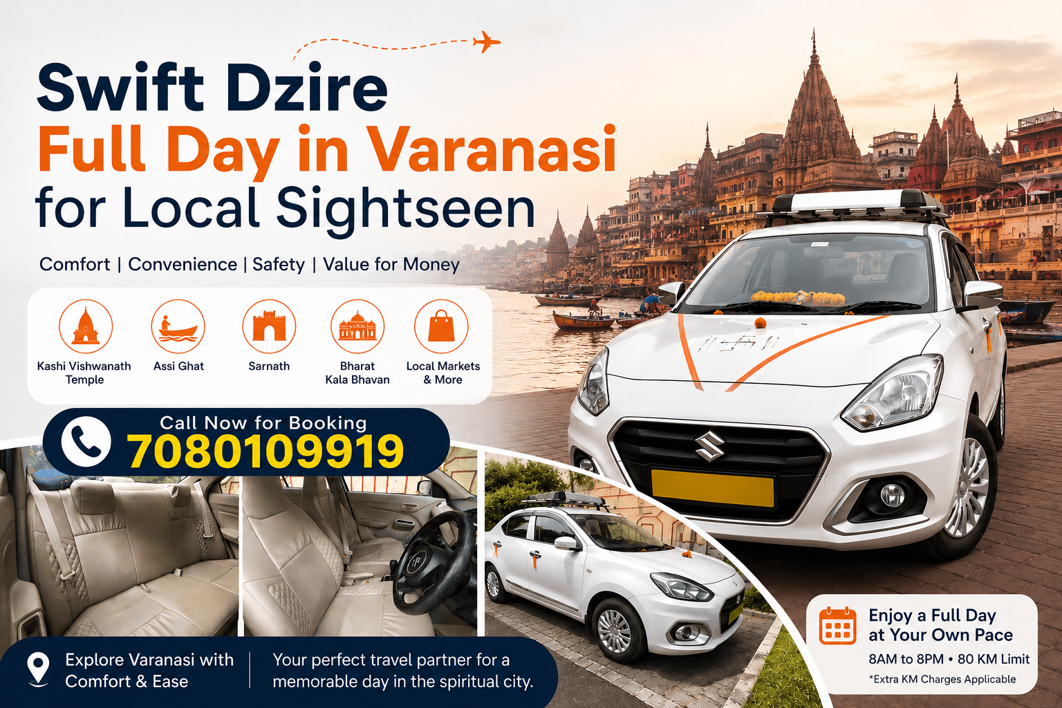 Book Swift Dzire Full Day in Varanasi for Local Sightseen