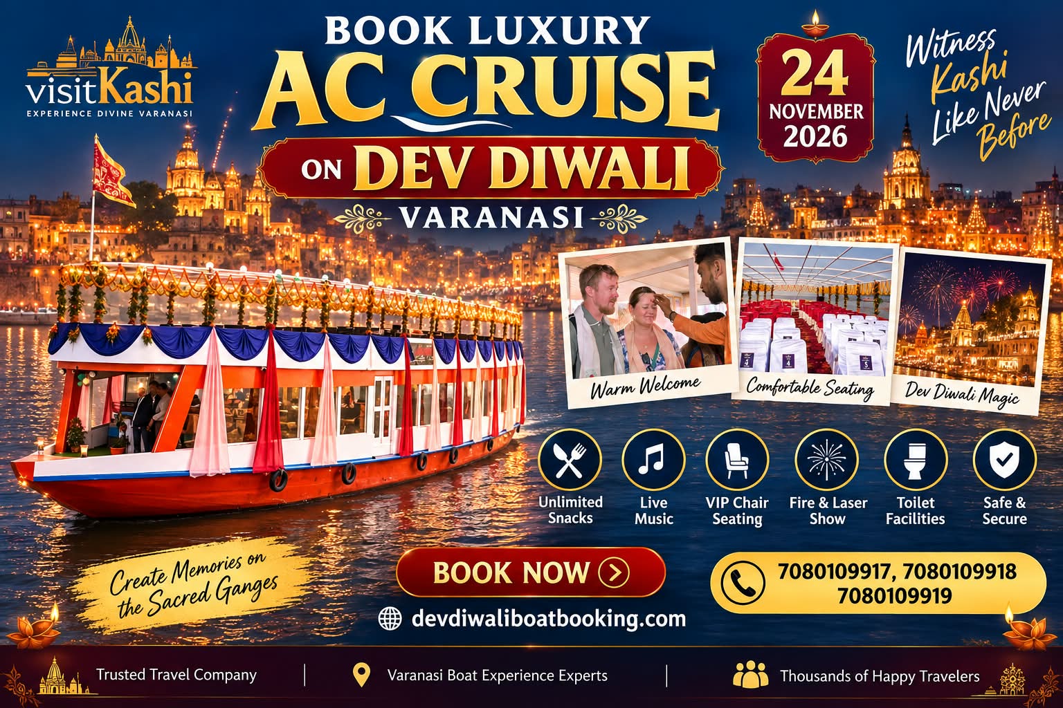 Dev Diwali luxury AC cruise booking banner