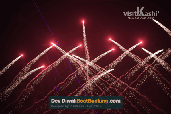 Fireworks in the night sky during Dev Diwali