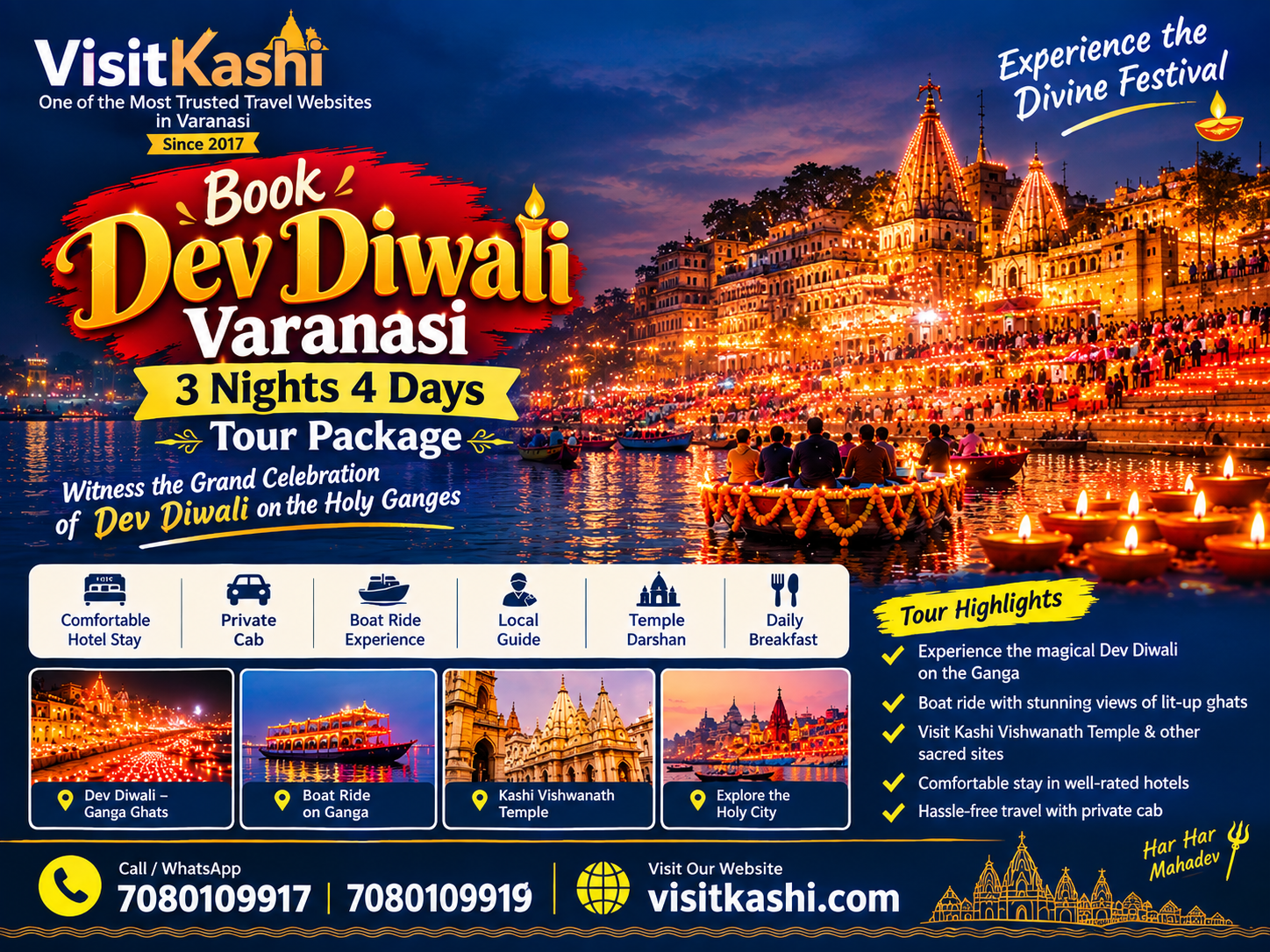 Dev Diwali Varanasi 3 nights 4 days tour package with hotel, cab, boat ride and temple visits